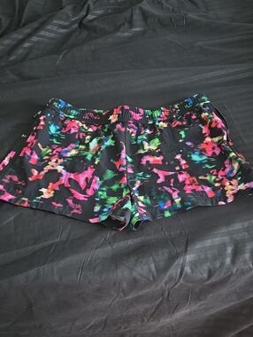 Women's Multicolor Floral Athletic Shorts - Black Base